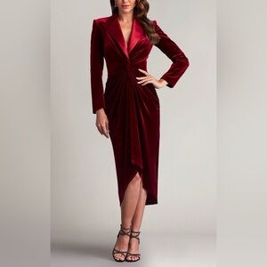 TADASHI SHOIJ Atike Velvet Tuxedo Dress BAL20429MD-POMEG NWT